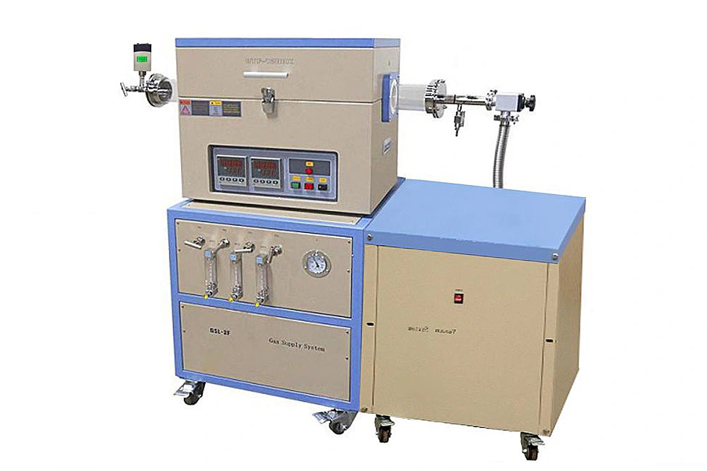 OTF-1200X-II-F3LV Dual-Zone CVD Furnace with Three-Gas Control